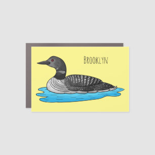 Loon bird cartoon illustration car magnet