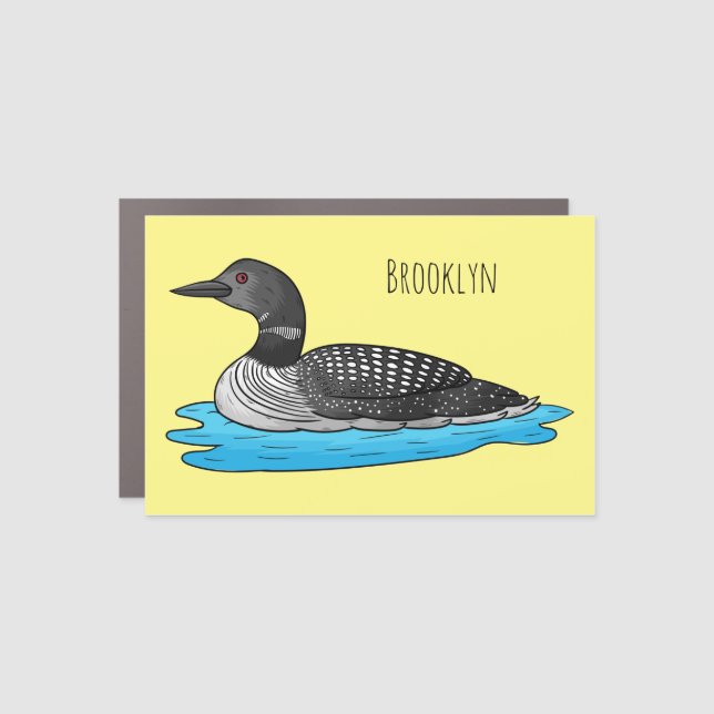 Loon bird cartoon illustration car magnet (Front)