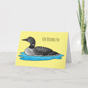 Loon bird cartoon illustration card