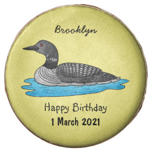 Loon bird cartoon illustration chocolate covered oreo