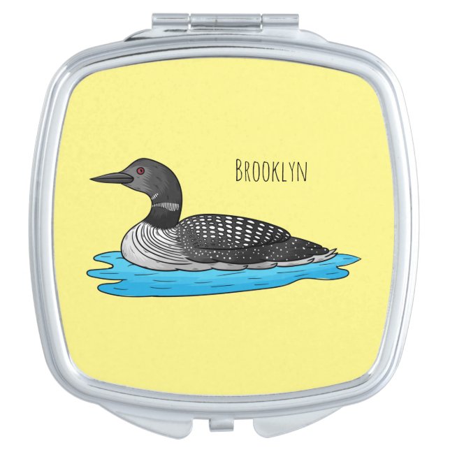 Loon bird cartoon illustration compact mirror (Front)