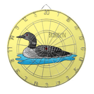 Loon bird cartoon illustration  dart board