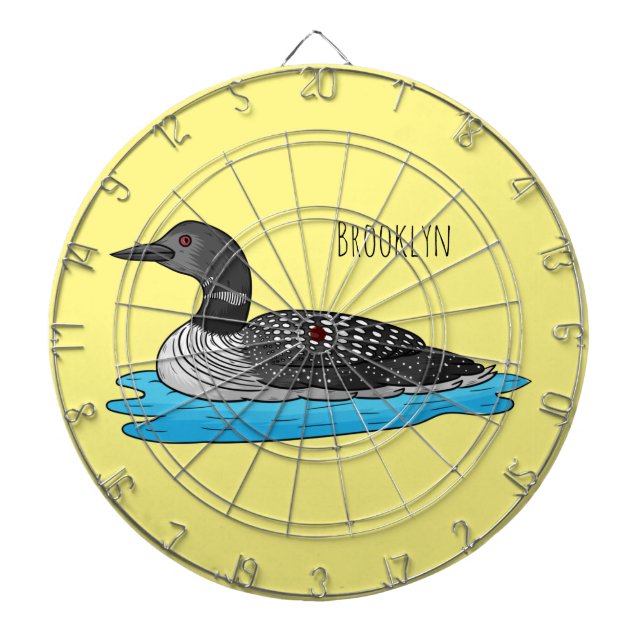 Loon bird cartoon illustration  dart board (Front)