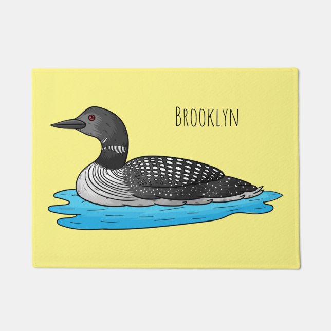 Loon bird cartoon illustration  doormat (Front)