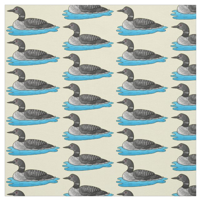 Loon bird cartoon illustration fabric (Swatch)
