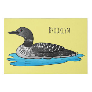 Loon bird cartoon illustration  faux canvas print