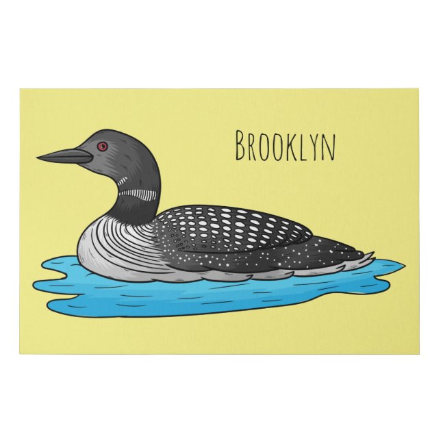 Loon bird cartoon illustration  faux canvas print (Front)