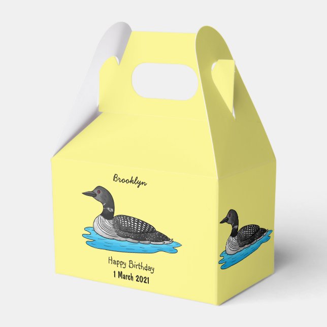 Loon bird cartoon illustration favor boxes (Front Side)