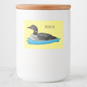Loon bird cartoon illustration  food label
