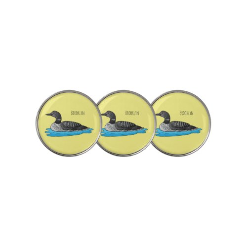 Loon bird cartoon illustration golf ball marker