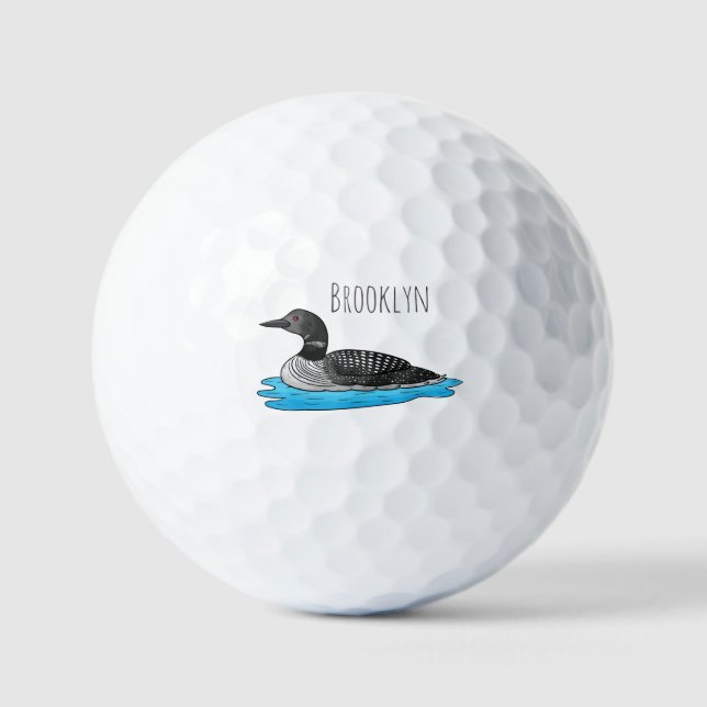 Loon bird cartoon illustration  golf balls (Front)