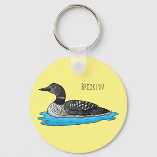 Loon bird cartoon illustration keychain