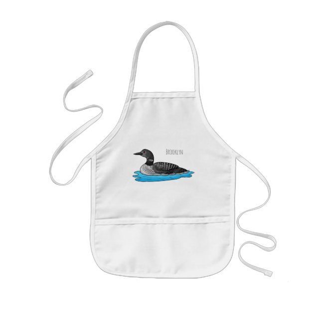 Loon bird cartoon illustration  kids' apron (Front)