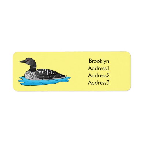 Loon bird cartoon illustration label