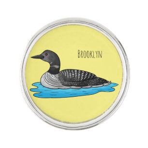 Loon bird cartoon illustration lapel pin