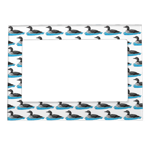 Loon bird cartoon illustration  magnetic frame (Front)