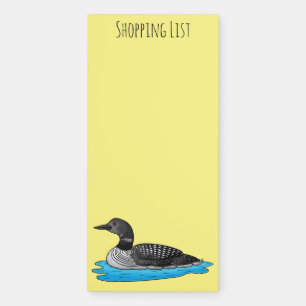 Loon bird cartoon illustration magnetic notepad