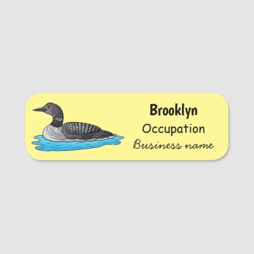 Loon bird cartoon illustration name tag