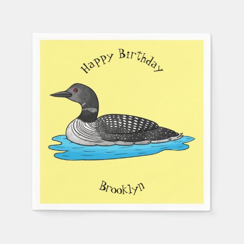 Loon bird cartoon illustration  napkins