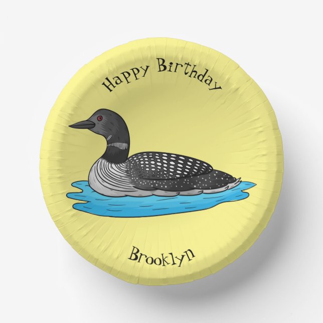 Loon bird cartoon illustration  paper bowls (Front)