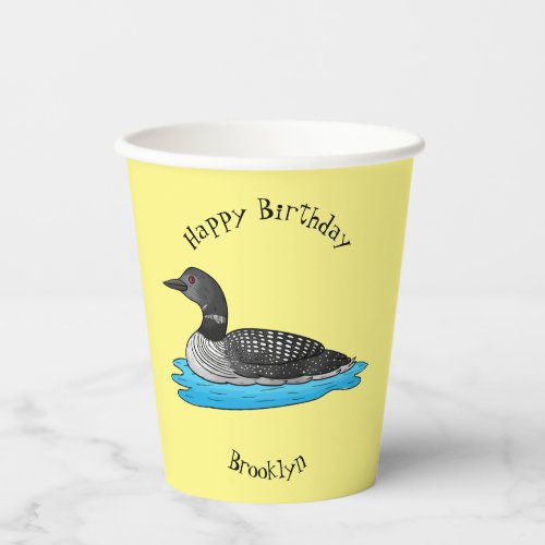 Loon bird cartoon illustration paper cups