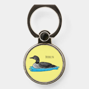 Loon bird cartoon illustration  phone ring stand