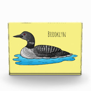 Loon bird cartoon illustration photo block