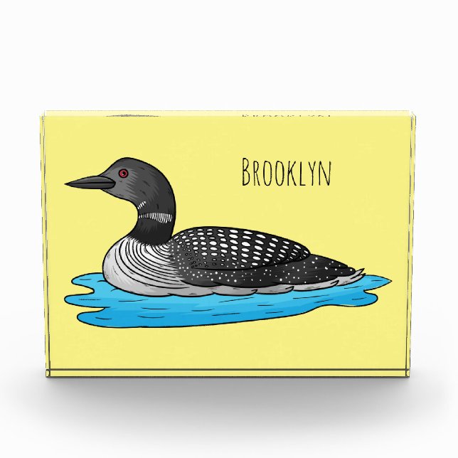 Loon bird cartoon illustration photo block (Front)