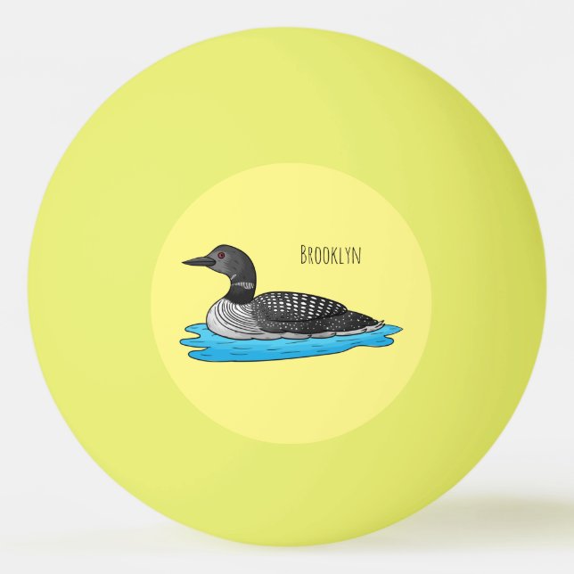 Loon bird cartoon illustration  ping pong ball (Front)