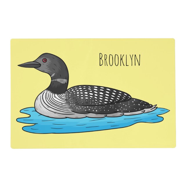 Loon bird cartoon illustration  placemat (Front)