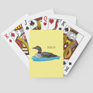 Loon bird cartoon illustration poker cards