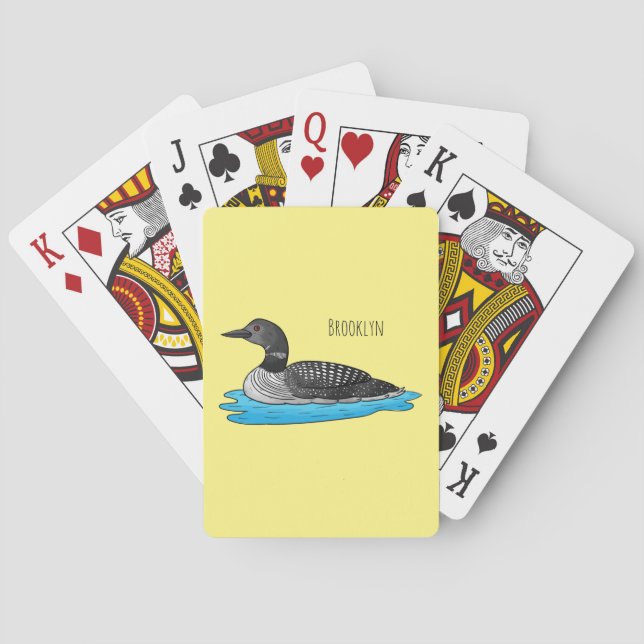 Loon bird cartoon illustration poker cards (Back)