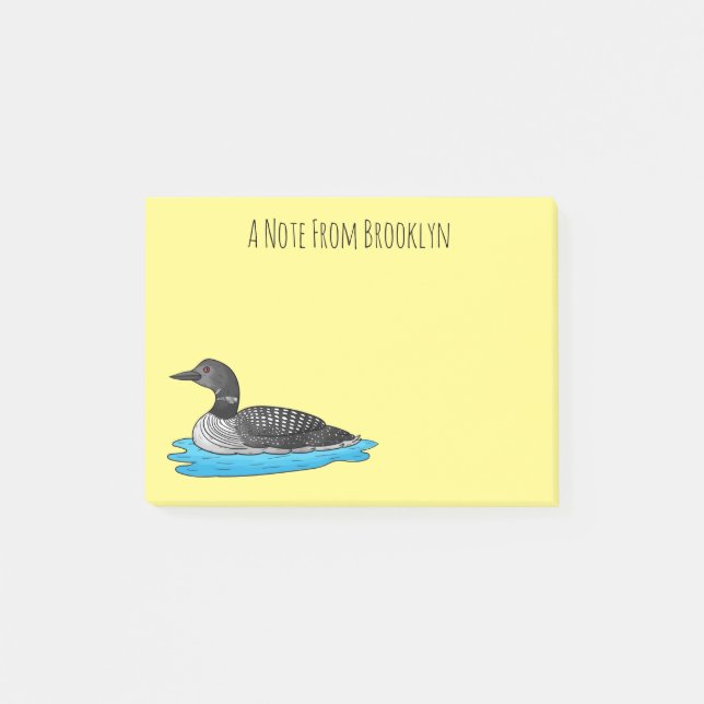 Loon bird cartoon illustration post-it notes (Front)