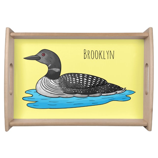 Loon bird cartoon illustration  serving tray (Front)