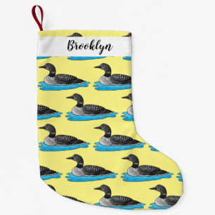 Loon bird cartoon illustration small christmas stocking