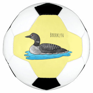 Loon bird cartoon illustration  soccer ball
