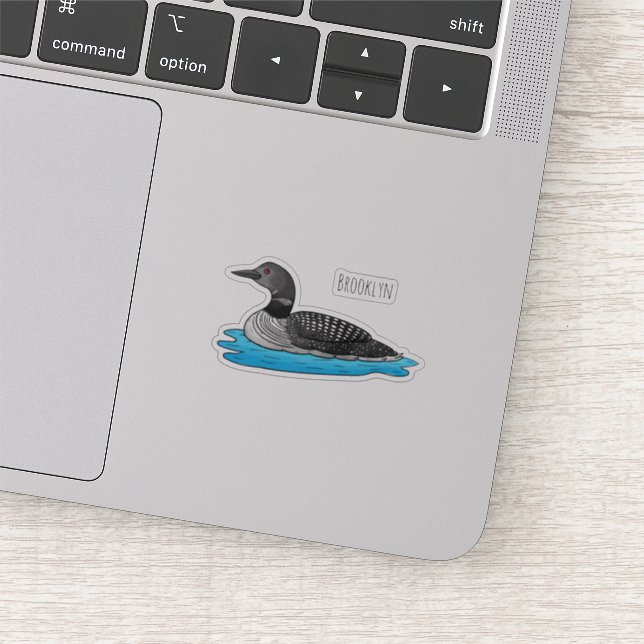 Loon bird cartoon illustration sticker (Detail)