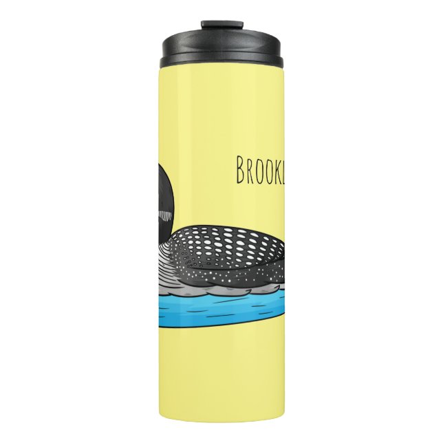 Loon bird cartoon illustration thermal tumbler (Front)