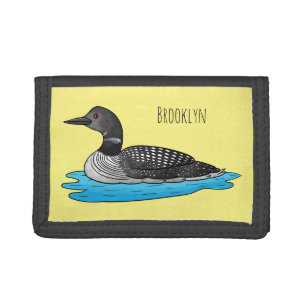Loon bird cartoon illustration tri-fold wallet