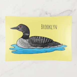 Loon bird cartoon illustration  trinket tray