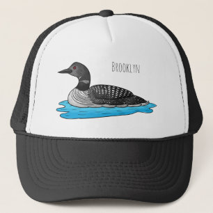 Loon bird cartoon illustration trucker hat