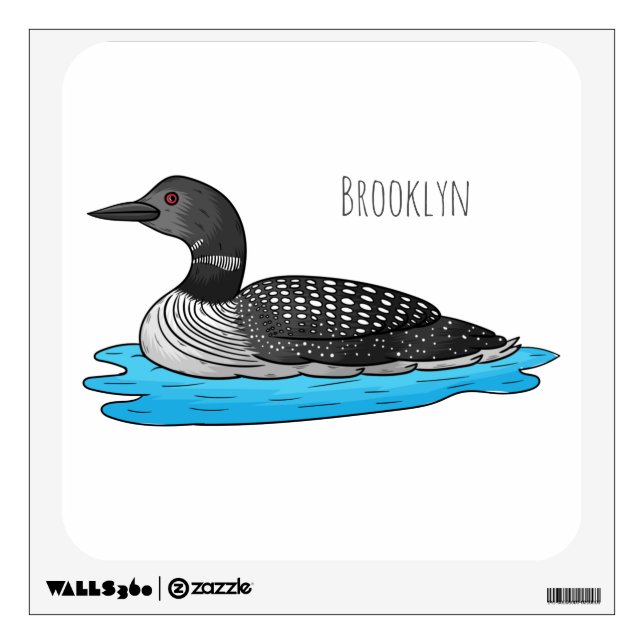 Loon bird cartoon illustration wall decal (Front)