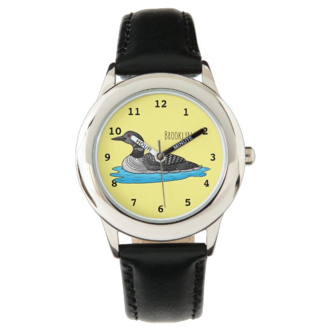 Loon bird cartoon illustration watch (Front)