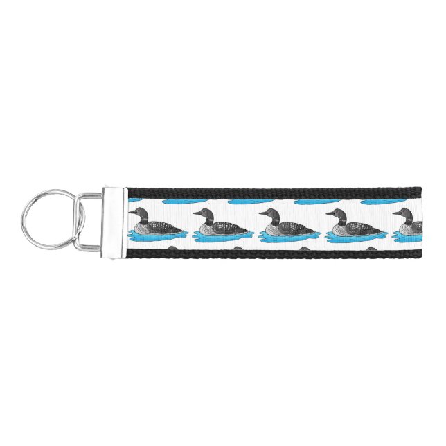 Loon bird cartoon illustration  wrist keychain (Keys on Left)