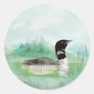 Loon, Bird, Wilderness, Nature, Classic Round Stic Sticker