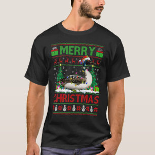 Loon Bird Xmas Tree Lights Ugly Santa Loon Chris T-Shirt