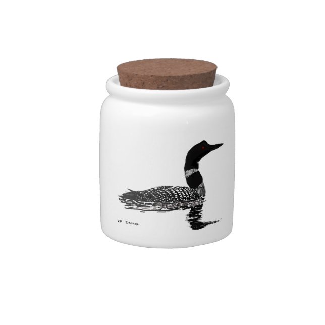 Loon candy jar.  Calories at the cabin don't count Candy Jar (Right)