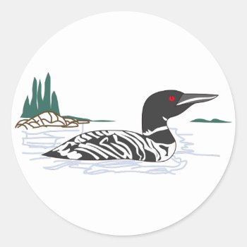 Loon Classic Round Sticker by Grandslam_Designs at Zazzle