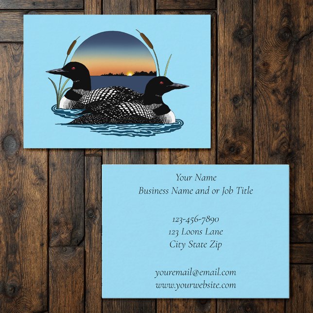 Loon Couple Sunset Blue Business Card (Creator Uploaded)