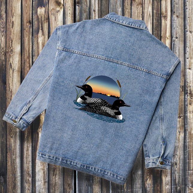 Loon Couple Sunset Blue Denim Jacket (Creator Uploaded)